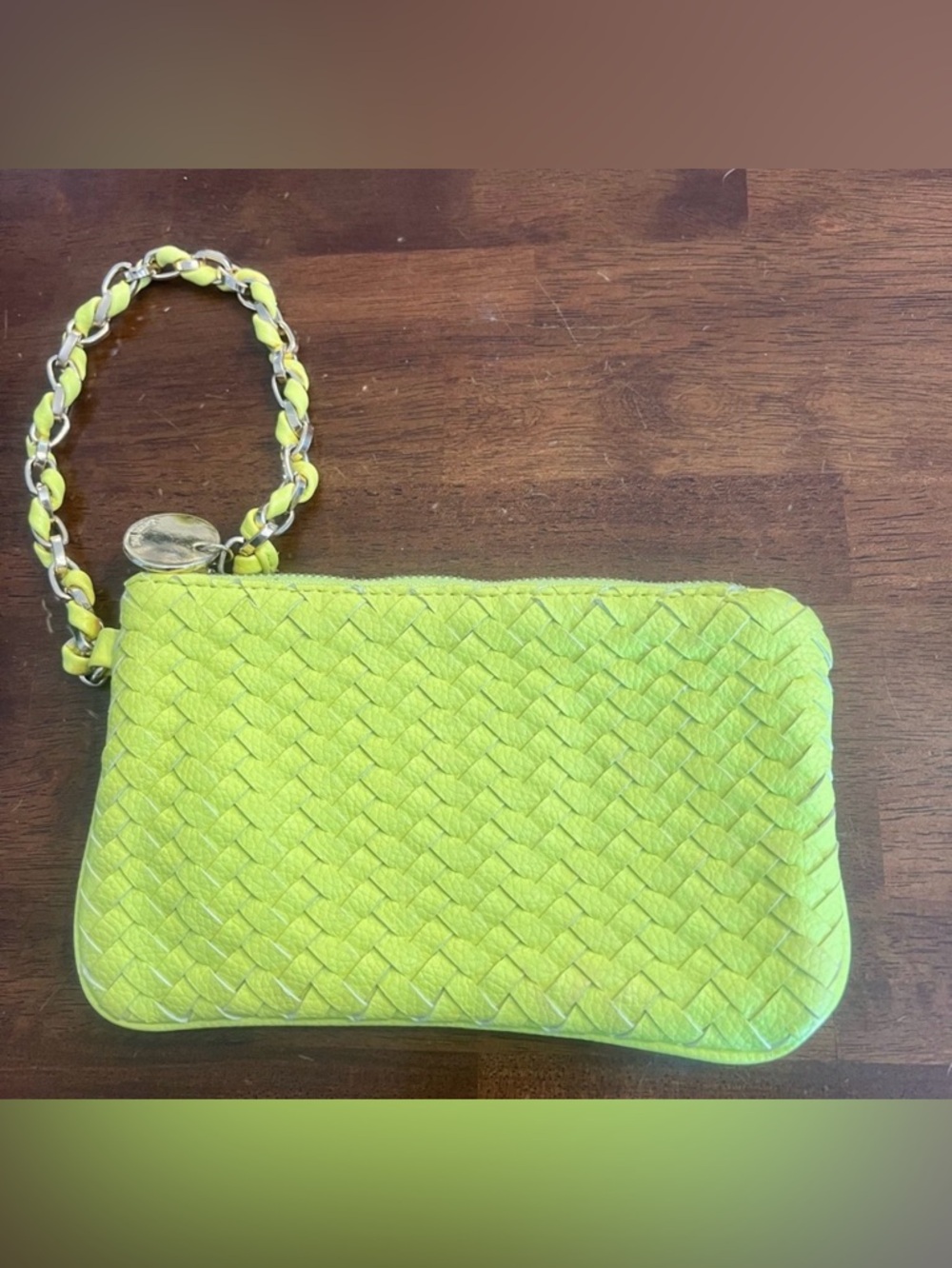 Duex Lux bright yellow‎ leather wristlet purse